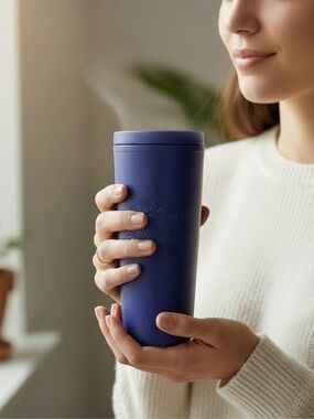 👾 Starbucks ‘25, 100% Recycled Plastic Triangle Tumbler ~ 16 fl oz, Matte Purple